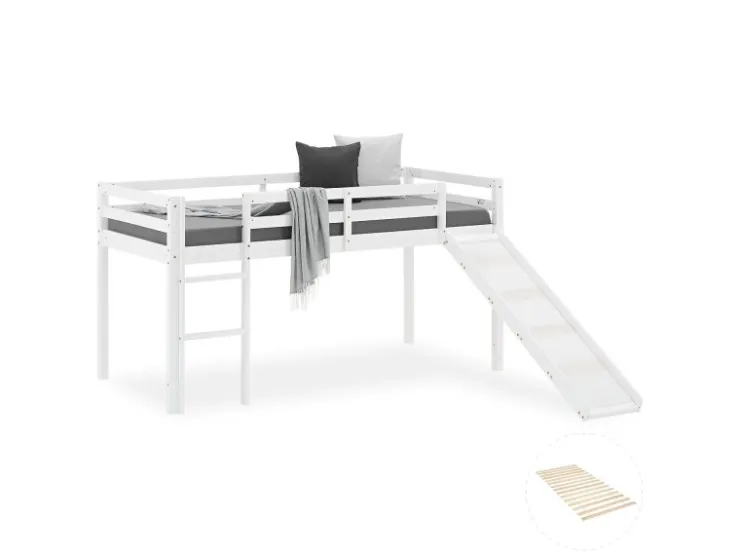 Homestyle4u Kinderbett 90x200 mit Lattenrost und Rutsche in 2254