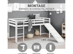 Homestyle4u Kinderbett 90x200 mit Lattenrost und Rutsche in 2254