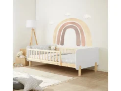Homestyle4u Kinderbett 90x200 mit Raufallschutz Lattenrost 2604* Bettwäsche