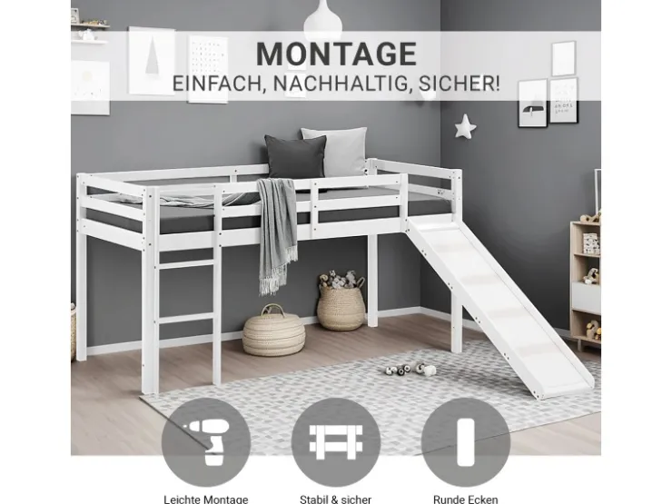 Homestyle4u Kinderbett 90x200 mit Rutsche in 1434