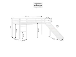 Homestyle4u Kinderbett 90x200 mit Rutsche in 1434
