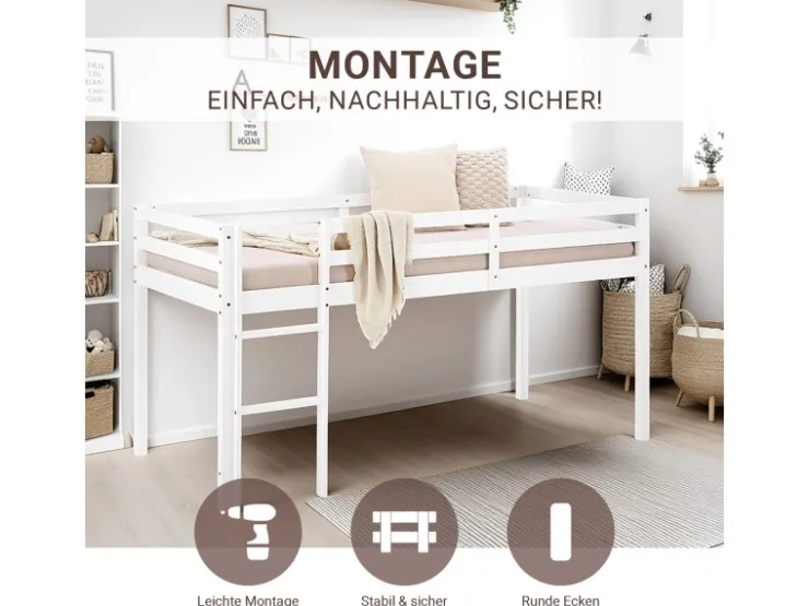 Homestyle4u Kinderbett 90x200 mit Lattenrost in 2252