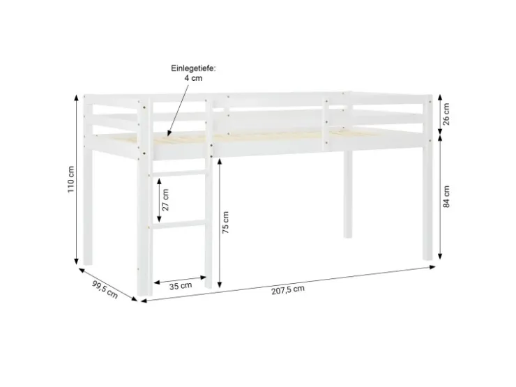 Homestyle4u Kinderbett 90x200 mit Lattenrost in 2252