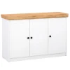 Homestyle4u Kommode Sideboard Eiche Matt Weiß Holz Massiv Schrank 134 cm* Kommode