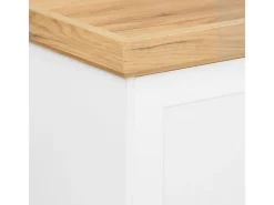 Homestyle4u Kommode Sideboard Eiche Matt Weiß Holz Massiv Schrank 134 cm* Kommode