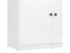 Homestyle4u Kommode Sideboard Eiche Matt Weiß Holz Massiv Schrank 134 cm* Kommode