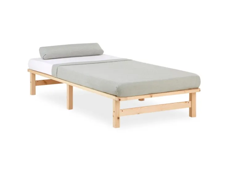 Homestyle4u Palettenbett 90 x 200 cm mit Lattenrost in Braun 1908* Betten