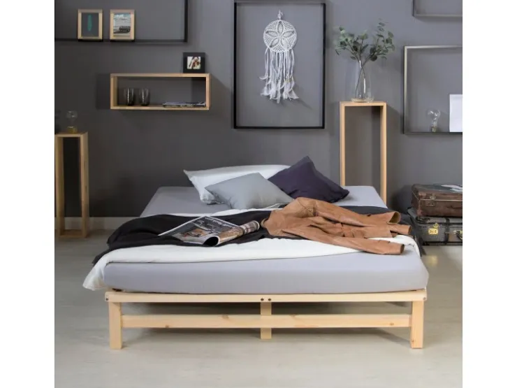 Homestyle4u Palettenbett 140 x 200 cm mit Lattenrost in Braun 1909* Betten