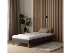 Homestyle4u Polsterbett mit Lattenrost 90x200 cm in Grau 1984* Bettwäsche