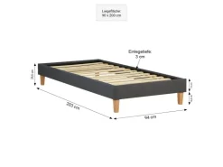 Homestyle4u Polsterbett mit Lattenrost 90x200 cm in Grau 1984* Bettwäsche