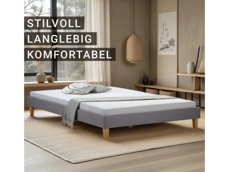 Homestyle4u Polsterbett mit Lattenrost 120x200 cm in Grau 1983* Betten