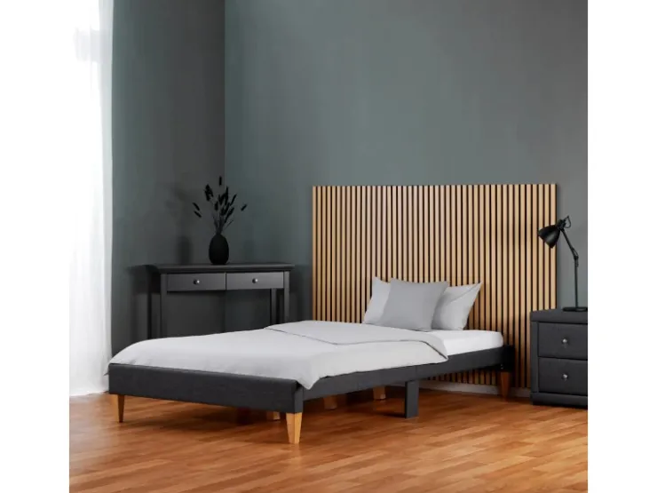 Homestyle4u Polsterbett mit Lattenrost 140x200 cm in Grau 2508* Betten