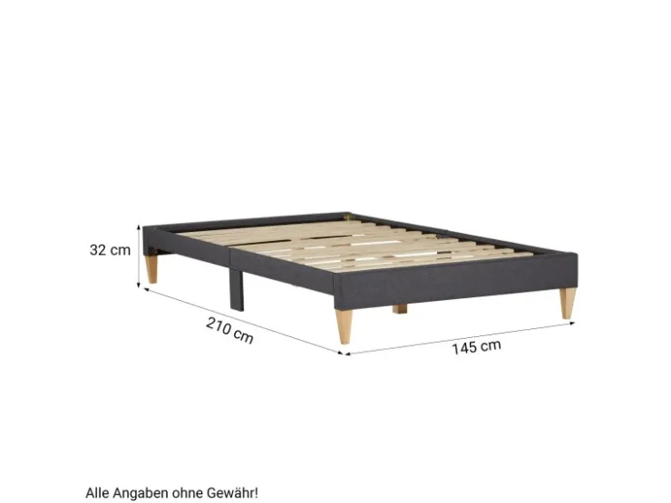 Homestyle4u Polsterbett mit Lattenrost 140x200 cm in Grau 2508* Betten