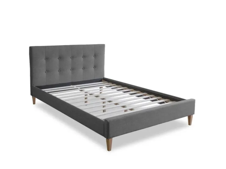 Homestyle4u Polsterbett 160x200 cm Bett Doppelbett mit Lattenrost Grau 1733* Betten