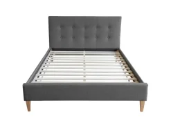 Homestyle4u Polsterbett 160x200 cm Bett Doppelbett mit Lattenrost Grau 1733* Betten