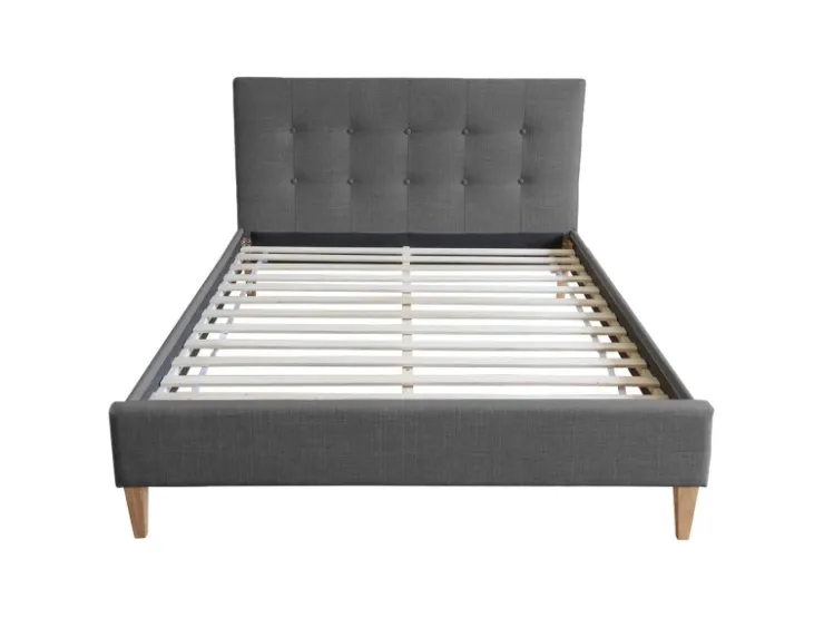 Homestyle4u Polsterbett 160x200 cm Bett Doppelbett mit Lattenrost Grau 1733* Betten