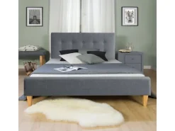 Homestyle4u Polsterbett 160x200 cm Bett Doppelbett mit Lattenrost Grau 1733* Betten