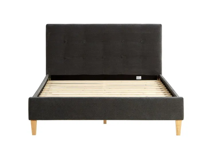 Homestyle4u Polsterbett 140x200 cm mit Lattenrost Doppelbett Samt Anthrazit 2621