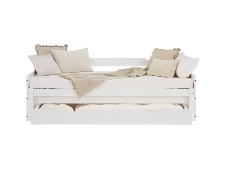 Homestyle4u Tagesbett Ausziehbett 90x200 cm mit Bettkasten Weiß mit Lattenrost 2799* Betten