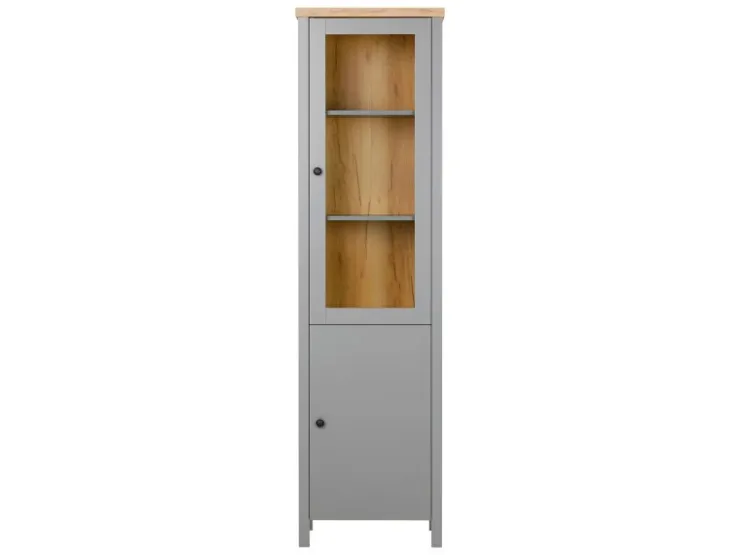 Homestyle4u Vitrine Highboard Kommode Wohnzimmerschrank Holz Grau* Vitrinen|Kommode