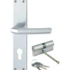Hoppe Langschild-Türgriff-Garnitur Birmingham Aluminium Silber für Innentüren* Stifte