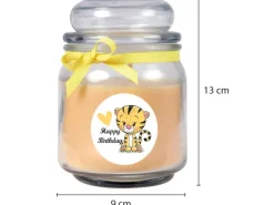 HS Candle Duftkerze & Bonbon Glas Geburtstag Vanille Gelb