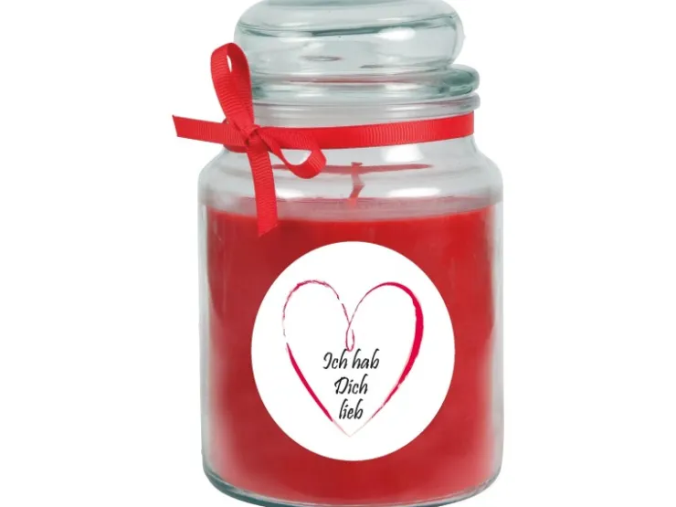 HS Candle Duftkerze & Bonbon Glas Herzen Rose Rot* Windlichter