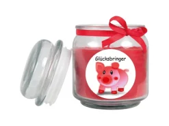 HS Candle Duftkerze & Bonbon Glas Viel Glück Rot Rose* Windlichter