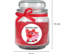 HS Candle Duftkerze & Bonbon Glas Viel Glück Rot Rose* Windlichter