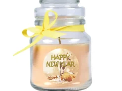 HS Candle Duftkerze & Glas Neujahr Creme Bonbon 30h