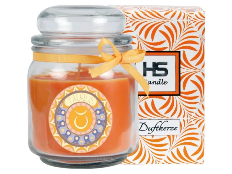 HS Candle Duftkerze & Glas Sternzeichen Honigmelone 70 Stunden Stier* Windlichter