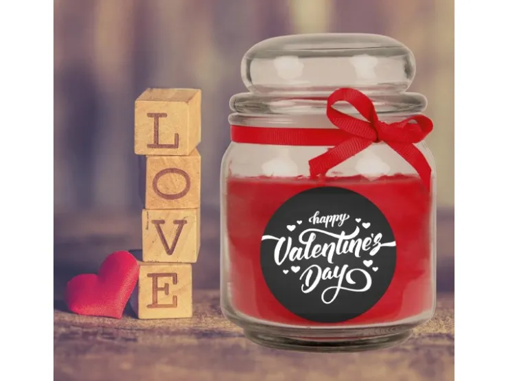 HS Candle Duftkerze & Glas Valentinstag Bonbon 70h Valentine's Day* Windlichter