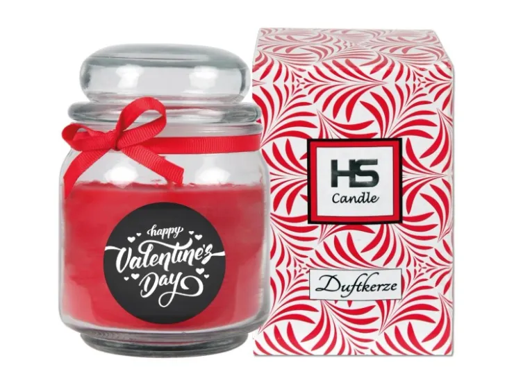 HS Candle Duftkerze & Glas Valentinstag Bonbon 70h Valentine's Day* Windlichter