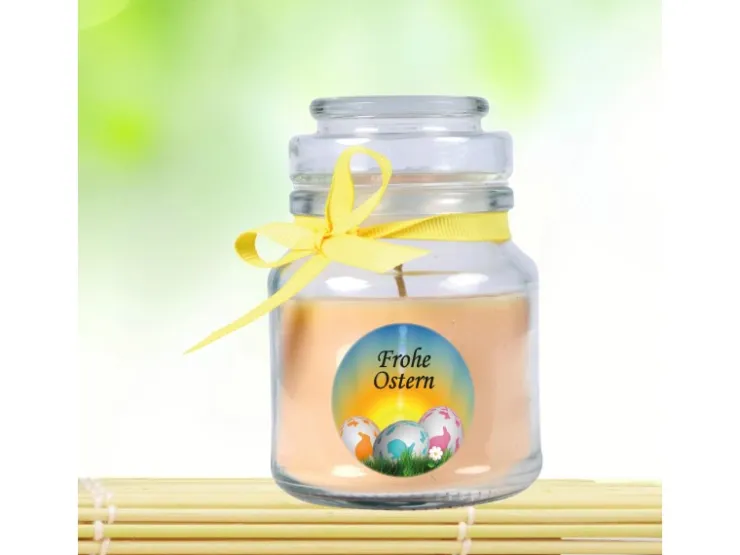 HS Candle Duftkerze & Glas Frohe Ostern Bonbon Ø7 cm Vanille Ostereier* Ostern|Kerzen