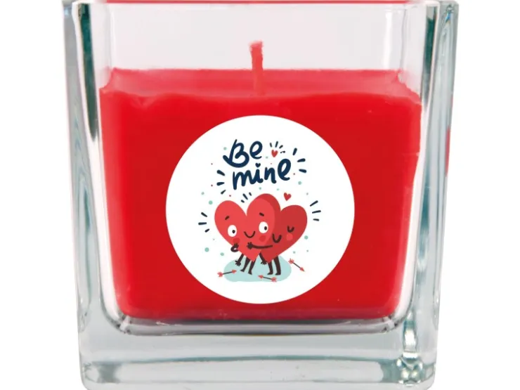 HS Candle Duftkerze & Glas Valentinstag Viereck 50h Be Mine