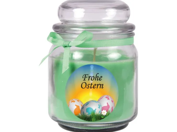 HS Candle Duftkerze & Glas Frohe Ostern Bonbon Ø9 cm Coconut Limes Ostereier* Ostern