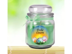 HS Candle Duftkerze & Glas Frohe Ostern Bonbon Ø9 cm Coconut Limes Ostereier* Ostern