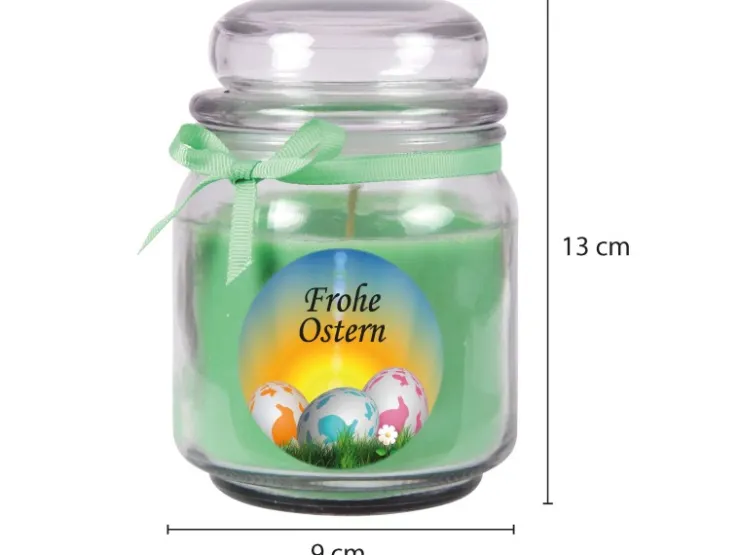 HS Candle Duftkerze & Glas Frohe Ostern Bonbon Ø9 cm Coconut Limes Ostereier* Ostern