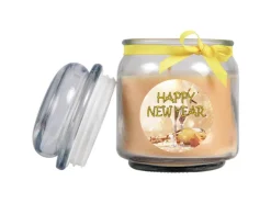 HS Candle Duftkerze & Glas Neujahr Creme Bonbon 70h* Windlichter