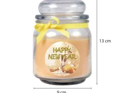 HS Candle Duftkerze & Glas Neujahr Creme Bonbon 70h* Windlichter