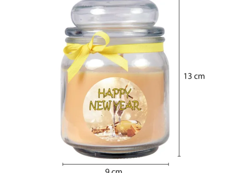 HS Candle Duftkerze & Glas Neujahr Creme Bonbon 70h* Windlichter