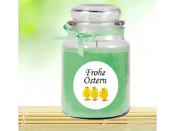 HS Candle Duftkerze & Glas Frohe Ostern Bonbon Ø10 cm Coconut Limes Küken