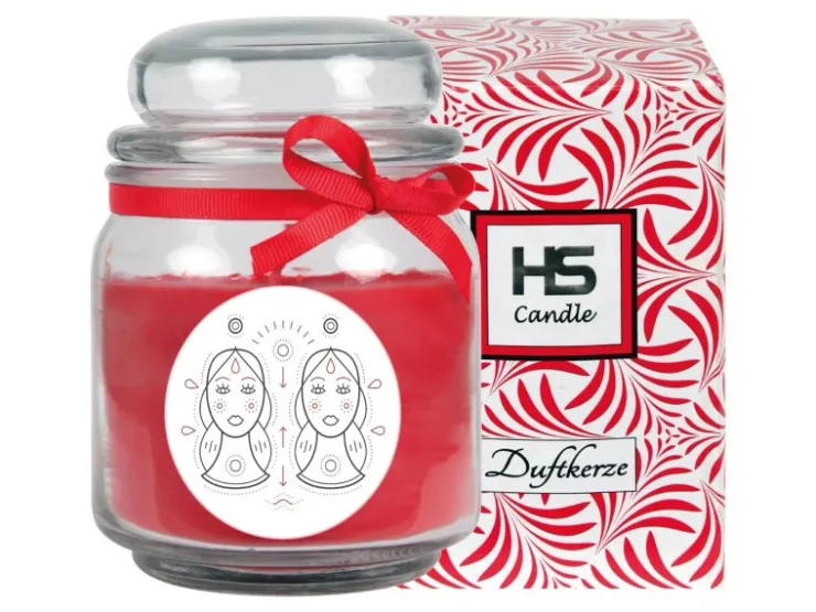 HS Candle Duftkerze & Glas Sternzeichen Rose 70 Stunden Zwillinge* Windlichter