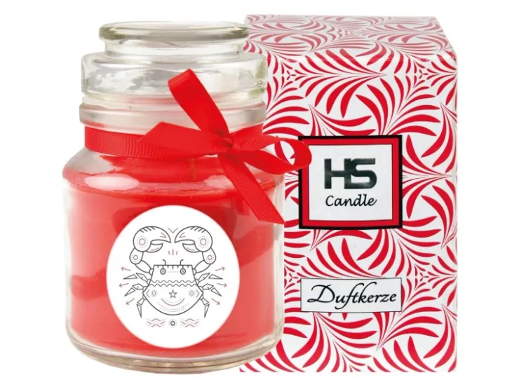 HS Candle Duftkerze & Glas Sternzeichen Rose 30 Stunden Krebs* Windlichter