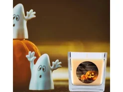 HS Candle Duftkerze & Glas Halloween Creme Bonbon 50h