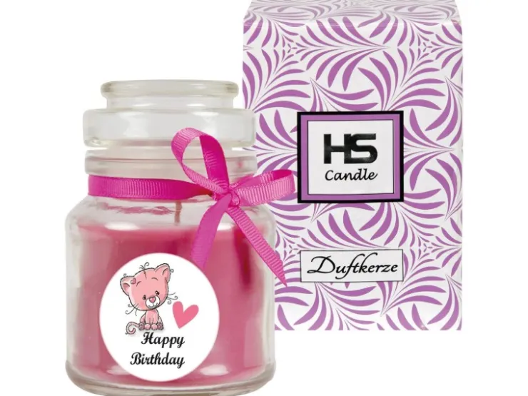 HS Candle Duftkerze & Glas Geburtstag Lavendel Lila* Windlichter