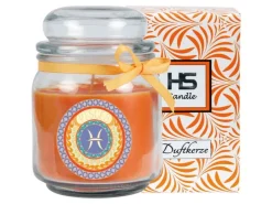 HS Candle Duftkerze & Glas Sternzeichen Honigmelone 70 Stunden Fische* Windlichter