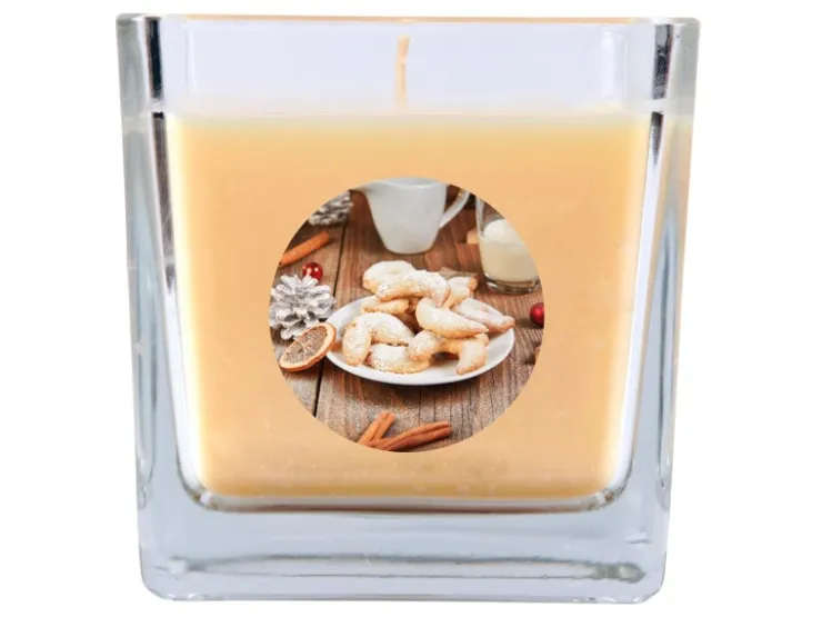HS Candle Duftkerze & Glas Weihnachten Creme Bonbon 50h