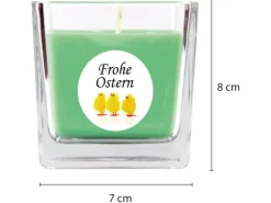 HS Candle Duftkerze & Glas Frohe Ostern Viereck 8 x 7,5cm Coconut Limes Küken* Ostern