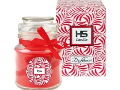 HS Candle Duftkerze & Glas Duft Schriftzug Bonbon Ø7 cm Rose